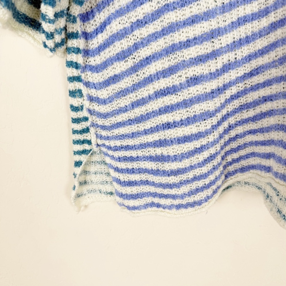Sundance Journey Joy Open Knit Short-Sleeve Sweater Top Sky Stripe - Picture 6 of 9